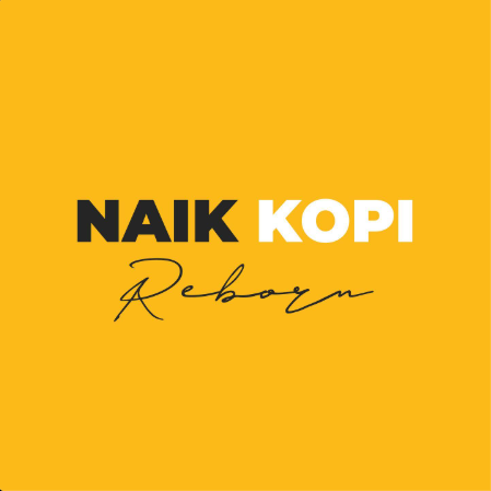 Post 2019: logo Naik Kopi Reborn di latar kuning